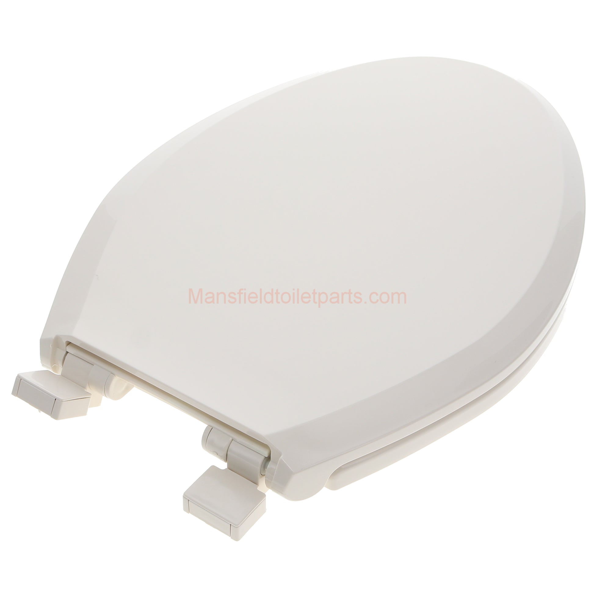 Backside of the Mansfield SB700 biscuit elongated toilet seat. 